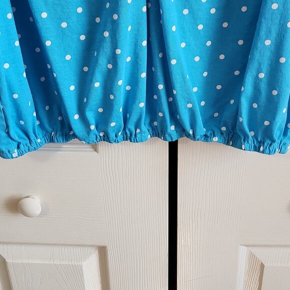 Woman Within Blue White Polka-Dot Sleeveless Top Size LG V-Neck Elastic Waist - Picture 4 of 7